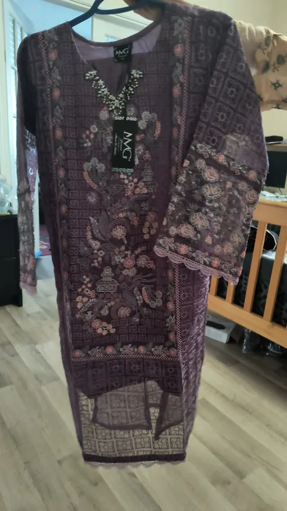 AMG Purple Embroidered Dress thumbnail