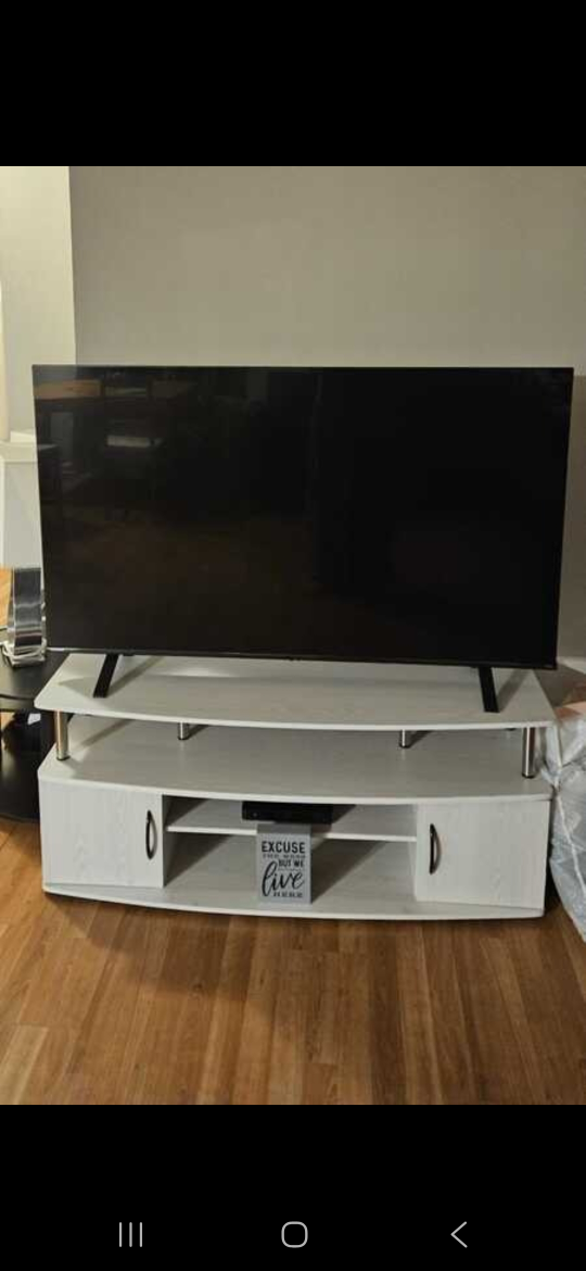 Beautiful White TV Stand with Storage