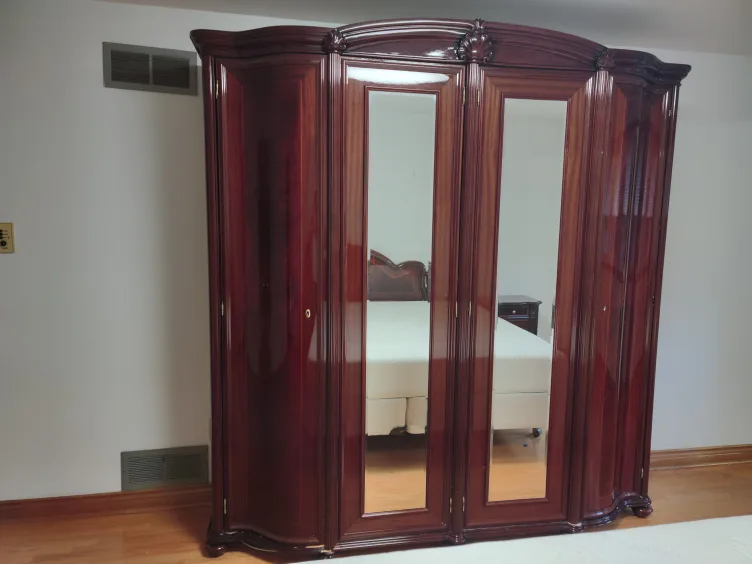 Large Wooden Wardrobe with Mirror thumbnail
