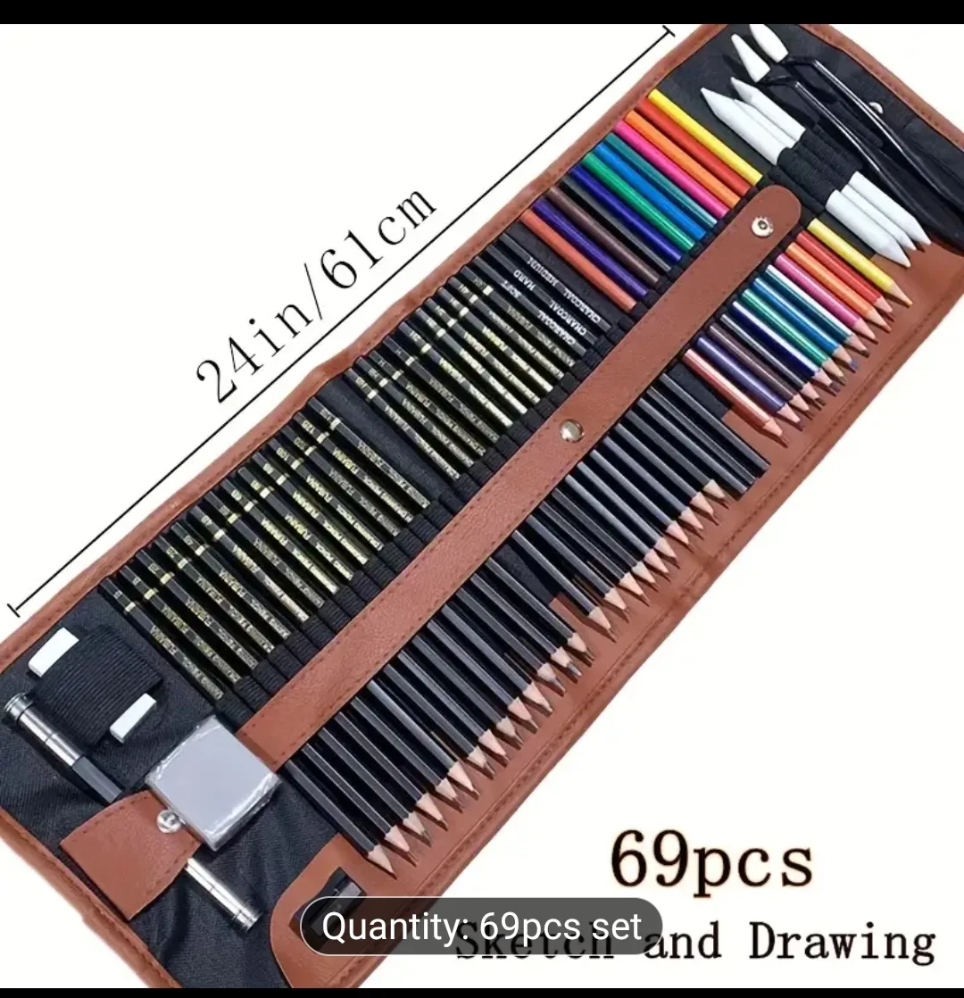 49 Pcs Professional Sketch Pencil with carry case and belt image indicator(6)