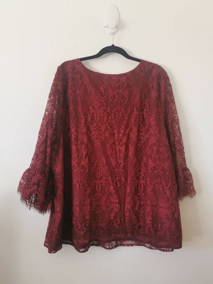 ModCloth Burgundy Lace Top - Size 4X image indicator(6)
