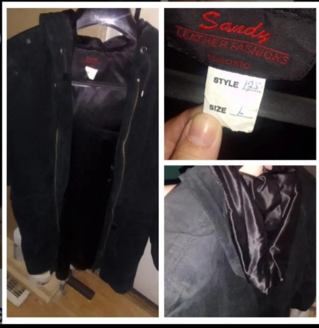 🥕Black Vintage Suede Winter Jacket , from the 80" thumbnail