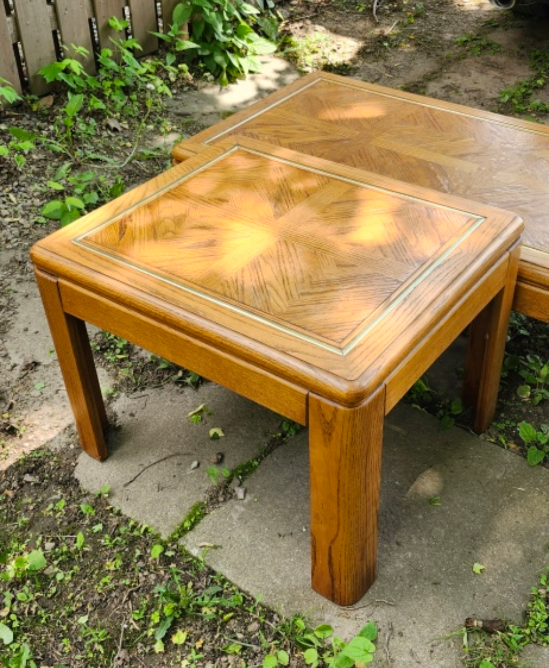 Vintage Wooden Coffee Table and Side Table Set - photo 3