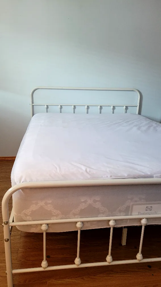 Sealy Posturepedic Queen Bed Frame - White Metal thumbnail