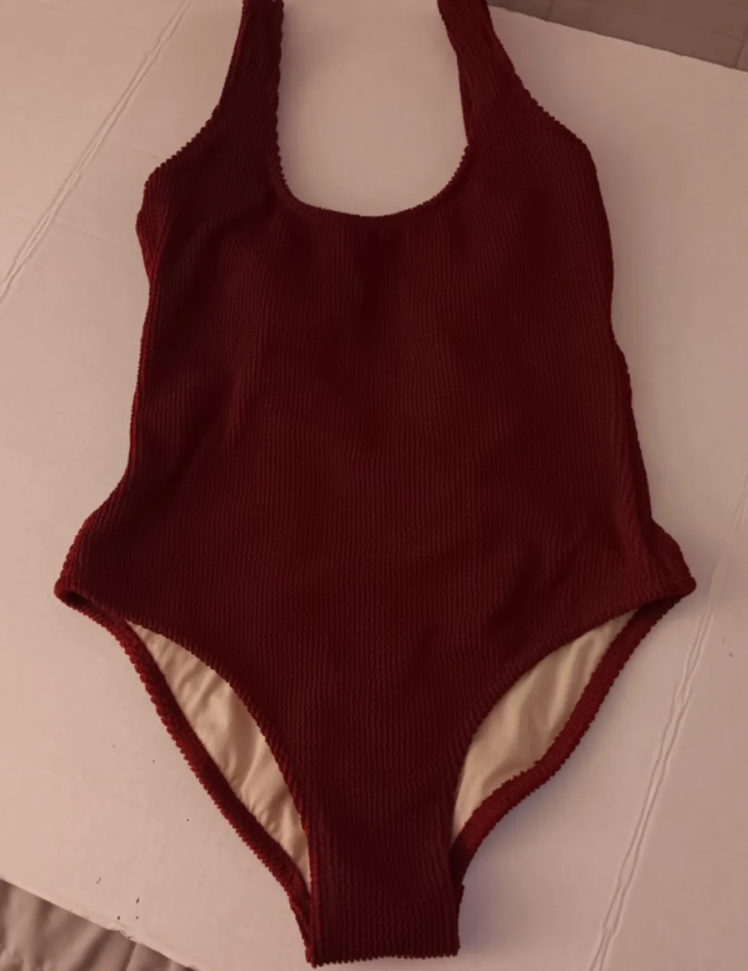Burgundy Textured One-Piece Swimsuit image indicator(2)