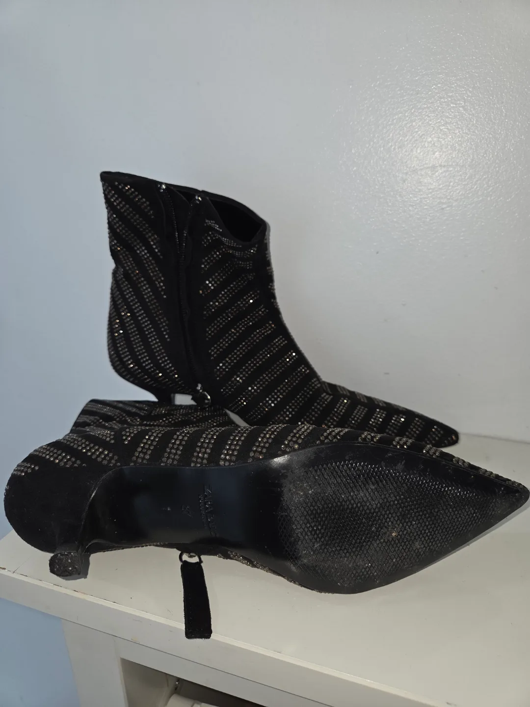 Black Embellished Booties Zara image indicator(2)