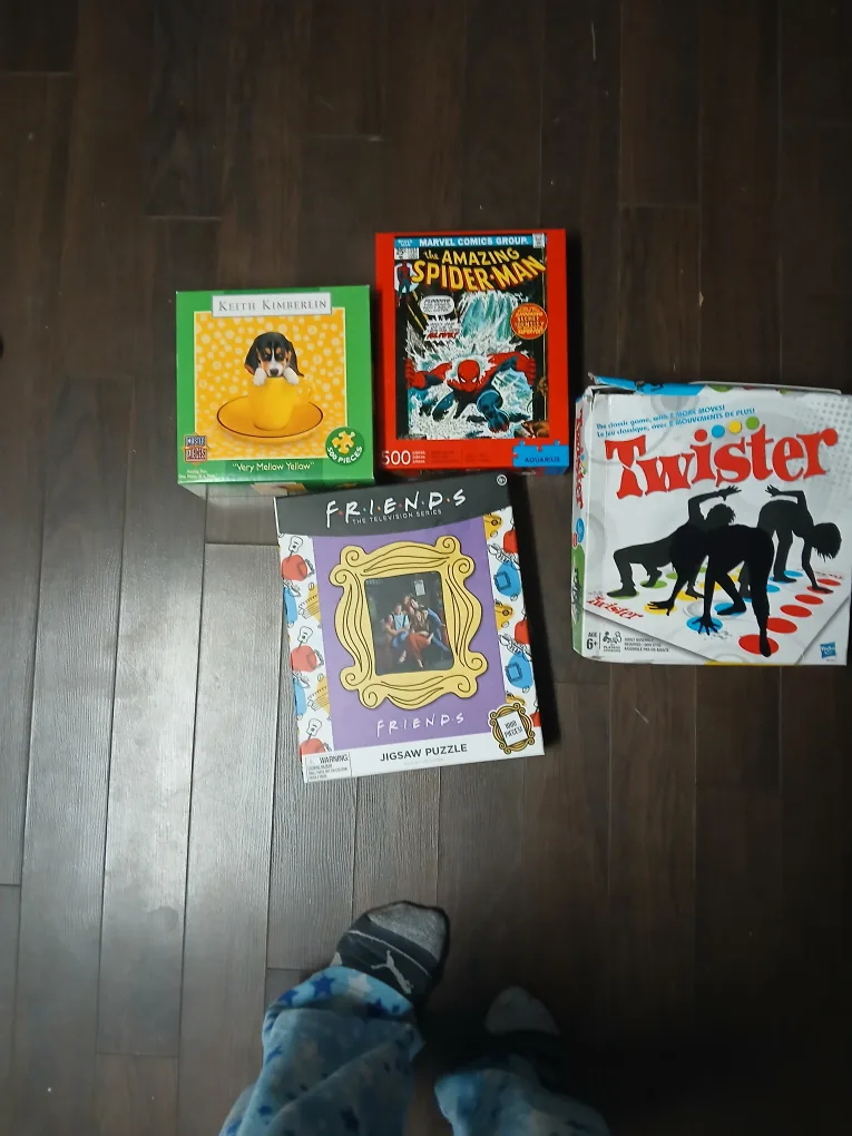 Assorted Board Games: Twister, Friends Puzzle, Spider-Man thumbnail
