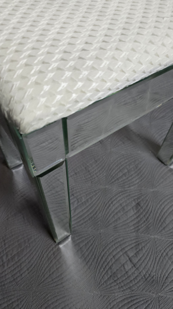 Mirrored Vanity Stool with White Cushion - photo 4