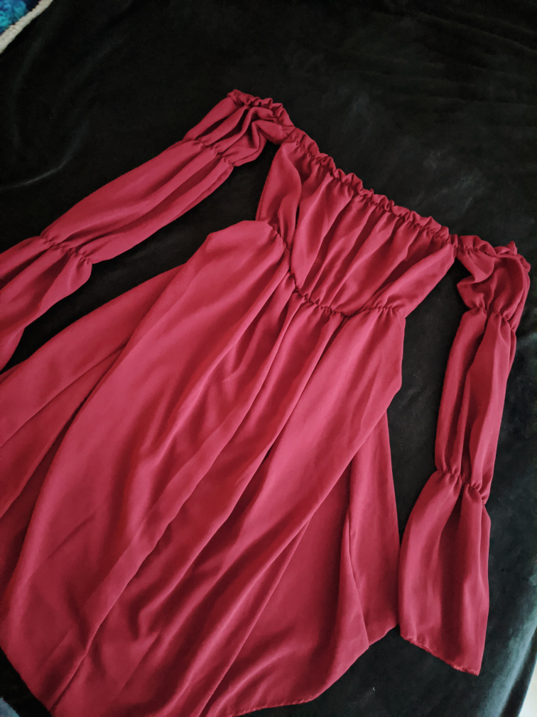 Burgundy Off-Shoulder Dress - photo 3