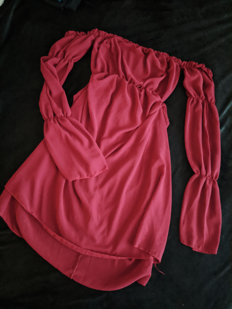 Burgundy Off-Shoulder Dress