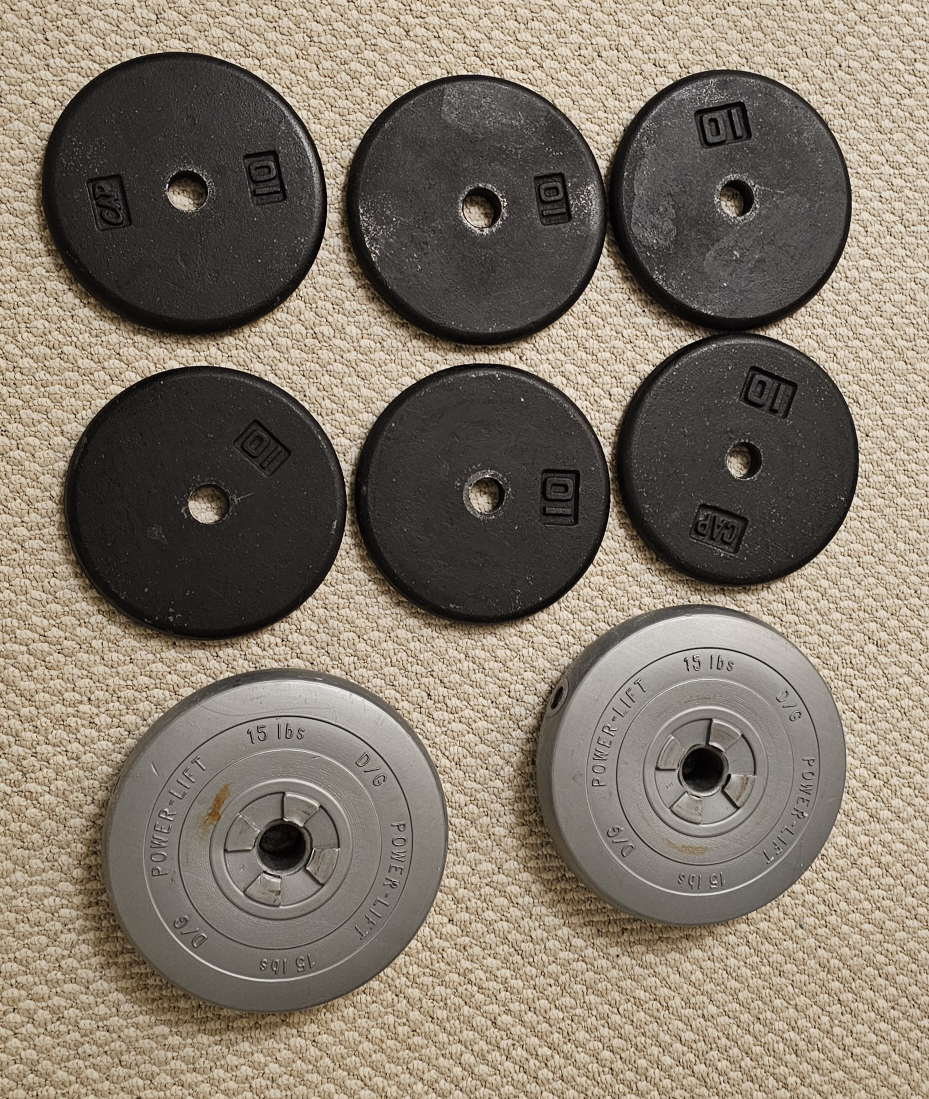 Barbells and cast iron weights