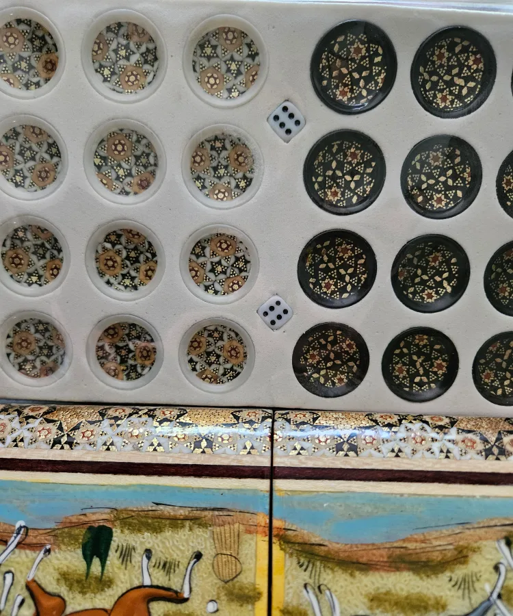Hand Painted Backgammon and Chess Game image indicator(5)