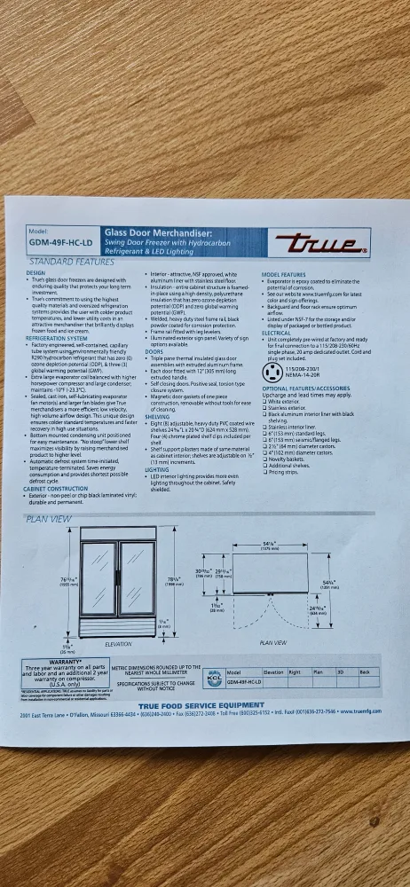 True Food Service Freezer image indicator(4)