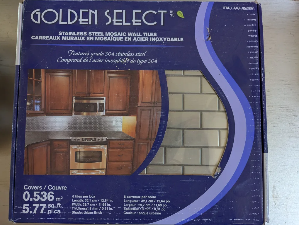 2 Packs of Golden Select Stainless Steel Mosaic Wall Tiles thumbnail