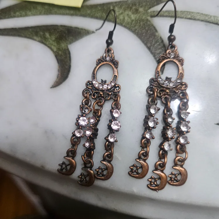 Dangle Art Deco Copper Earrings image indicator(3)