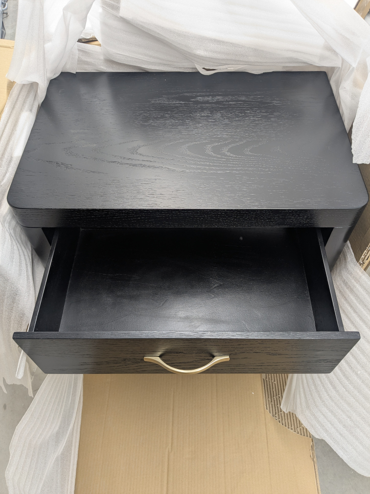Black Wood Nightstand with 3 Drawers - photo 3