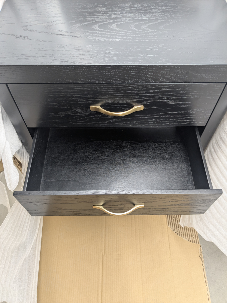 Black Wood Nightstand with 3 Drawers - photo 4