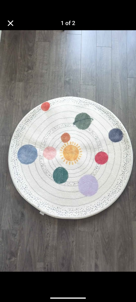 Solar System Kids Round Rug