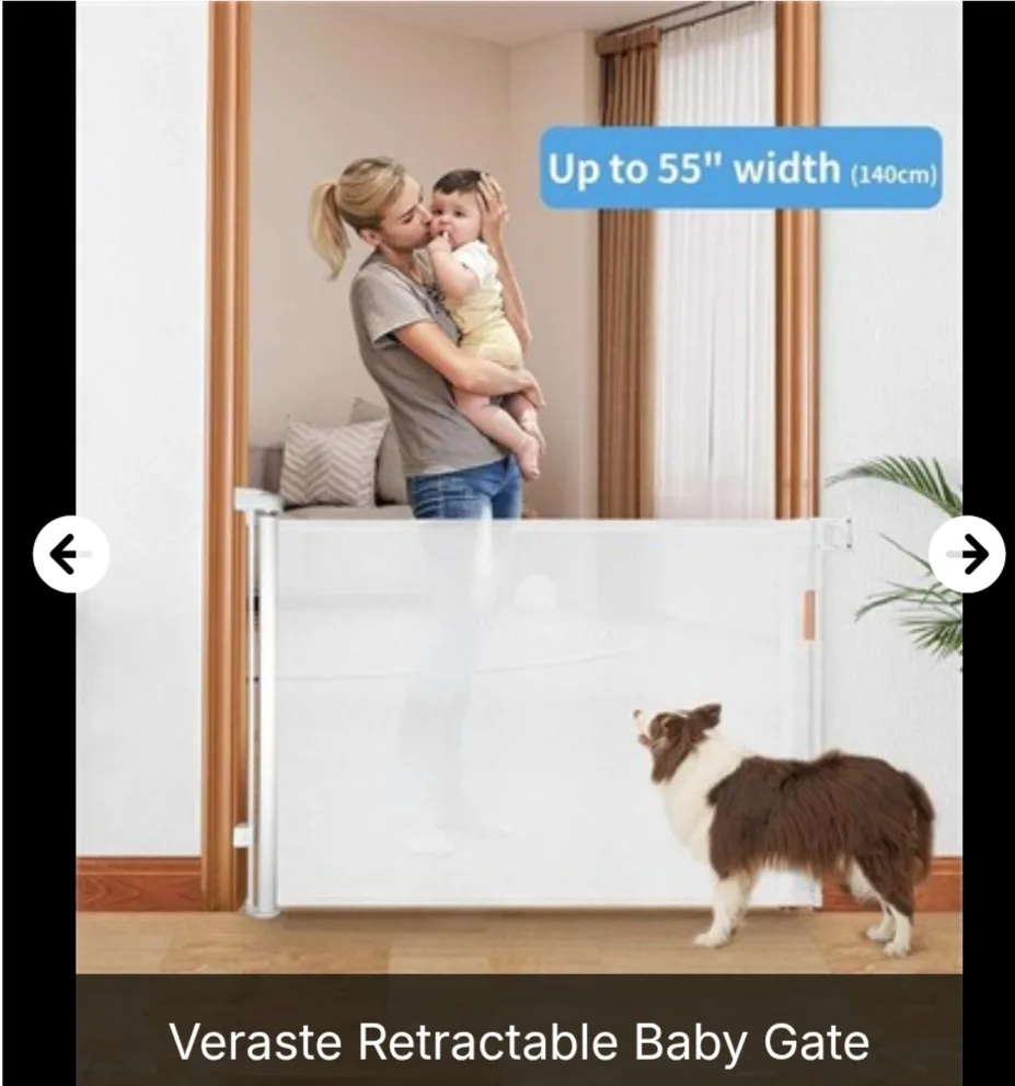 New Veraste Retractable Mesh Baby Gate 33 in tall x 55 in wide thumbnail