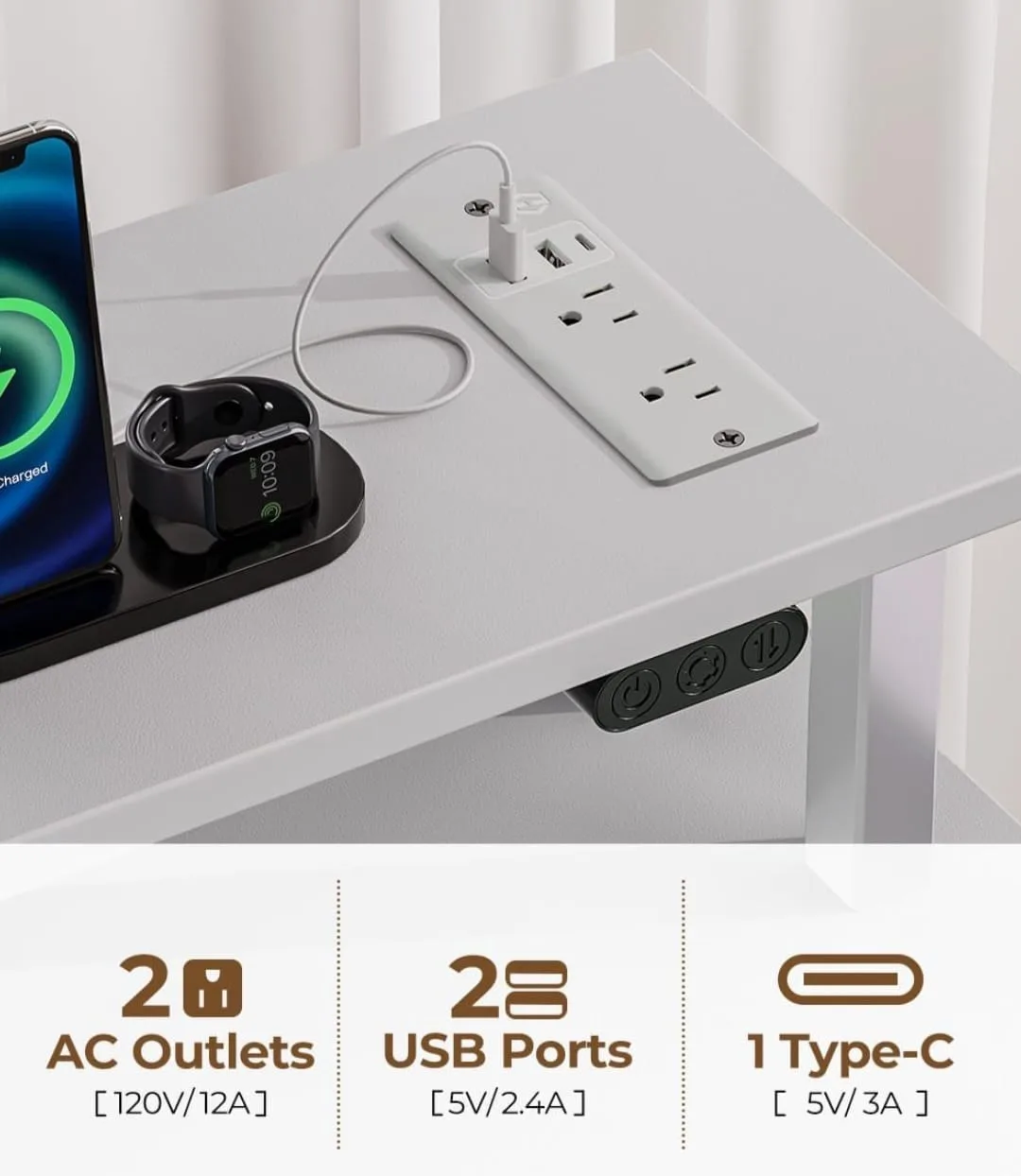 White Desk with LED Lights image indicator(3)