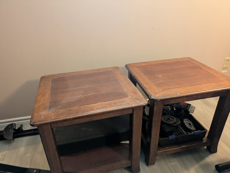 Pair of Solid Wooden End Tables