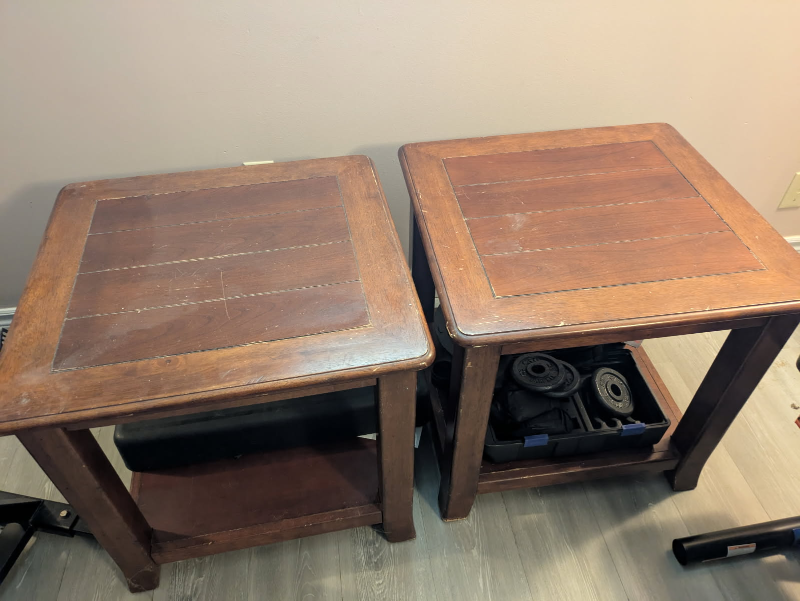 Pair of Solid Wooden End Tables - photo 2