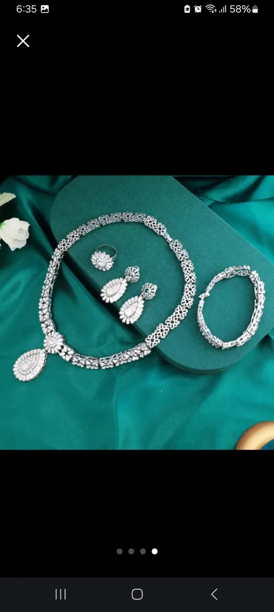 BRAND NEW Luxury 4pcs Rhinestone Jewellery Set - Necklace set image indicator(4)