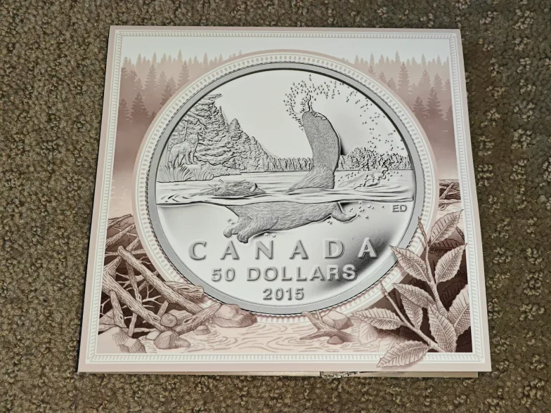 Canada 2015 RCM $50 Fine Silver Coin - Beaver thumbnail