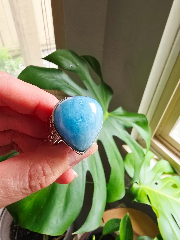 New Aquamarine natural 925 sterling silver ring thumbnail