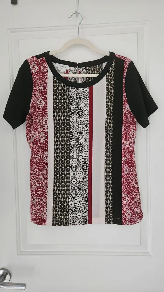 Van Heusen Patterned Top, black, red, white, Size Medium thumbnail