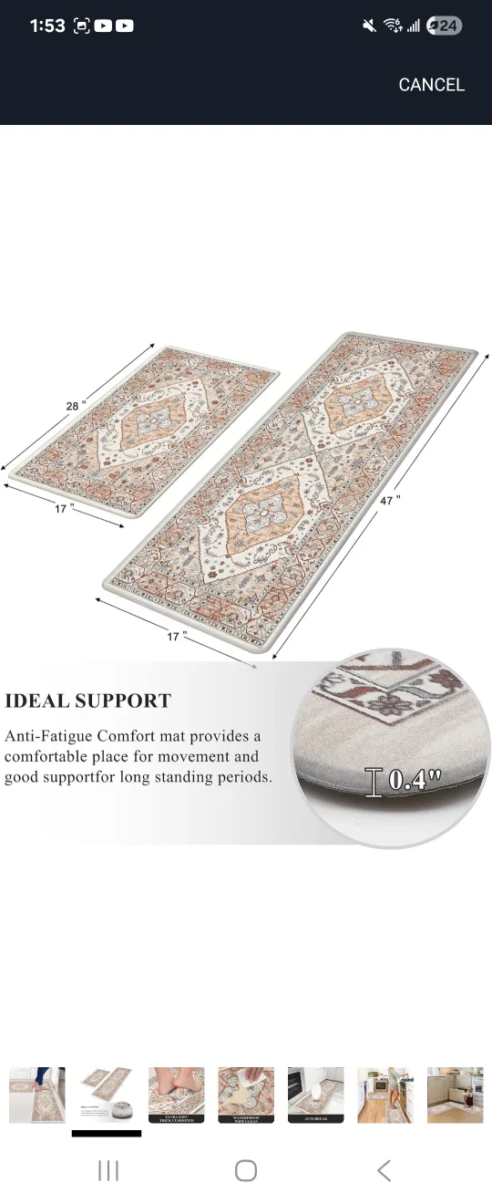 Set of Kitchen Mats, Anti-Fatigue, Beige image indicator(5)