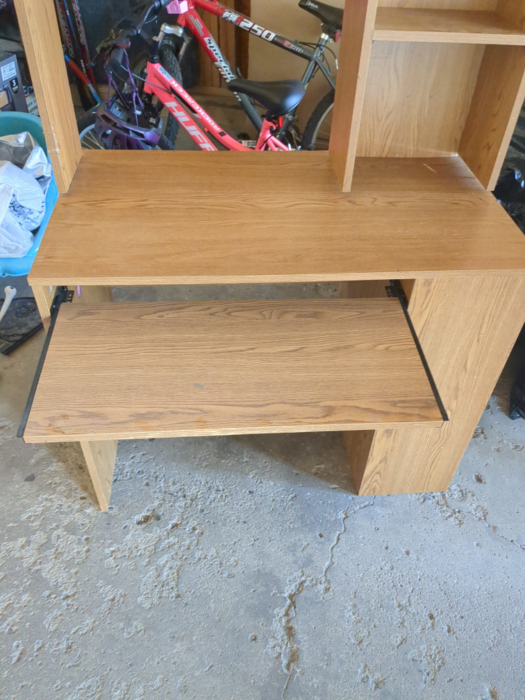 Wooden Computer Desk with Shelves
