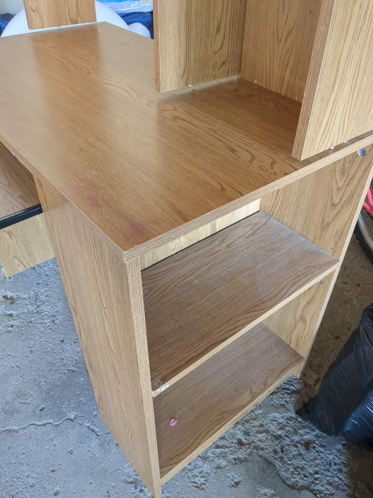 Wooden Computer Desk with Shelves - photo 2