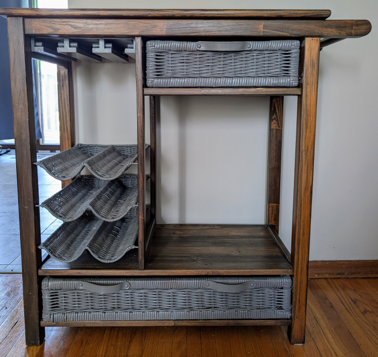 Refinished Wooden Bar Cart with Storage - photo 2