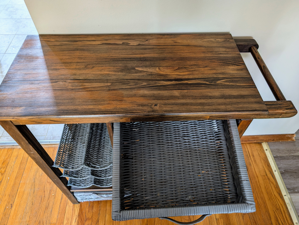 Refinished Wooden Bar Cart with Storage - photo 3
