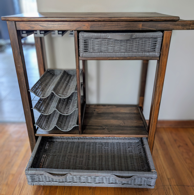 Refinished Wooden Bar Cart with Storage - photo 4