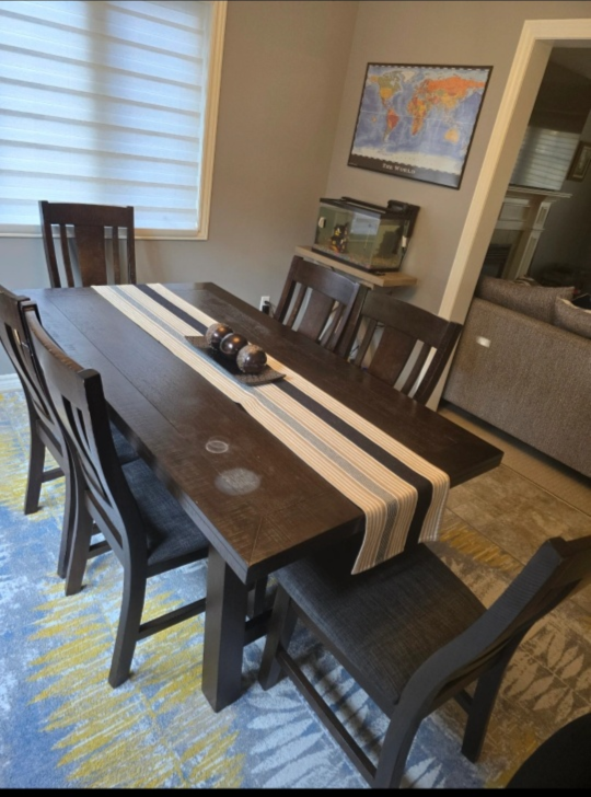 Dining Table with 6 Chairs - Dark Wood - photo 3
