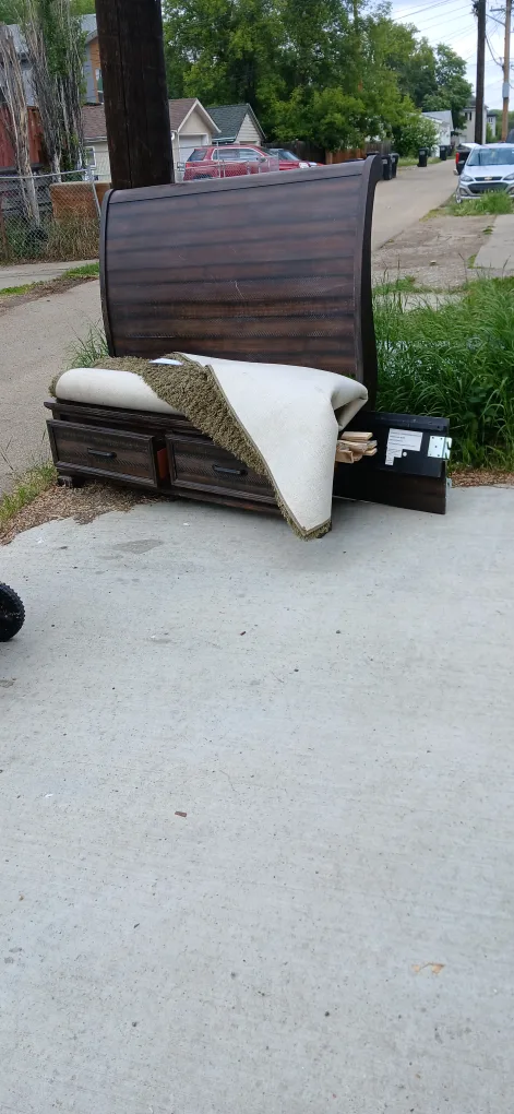 Dark Wood Bedroom Set with Bed Frame and floor  rug thumbnail