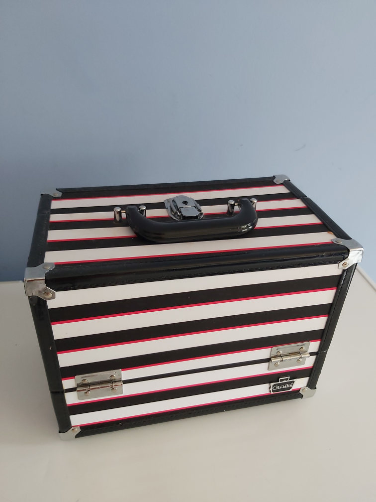 Striped Vanity Case with Mirror - photo 4