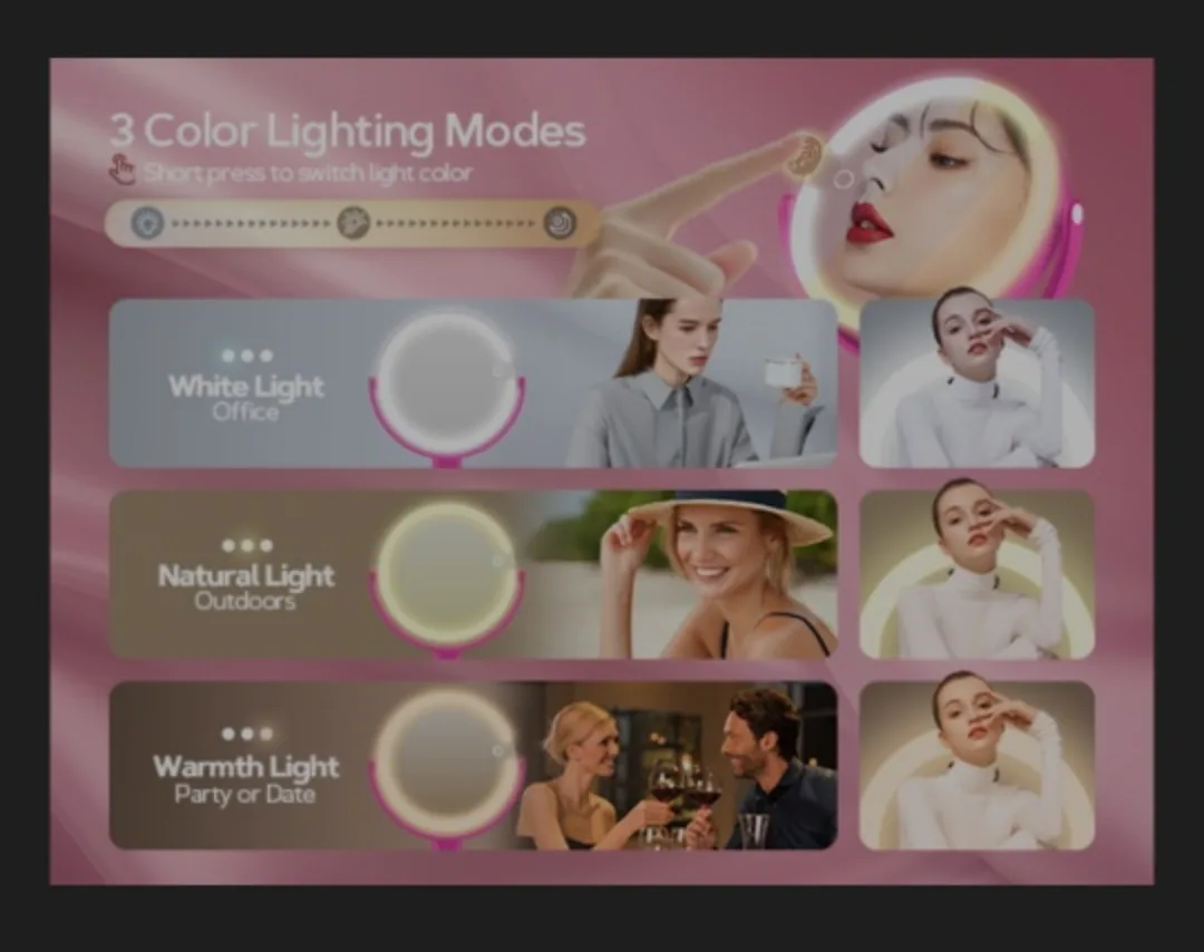 Adjustable Makeup Mirror with Lights image indicator(9)