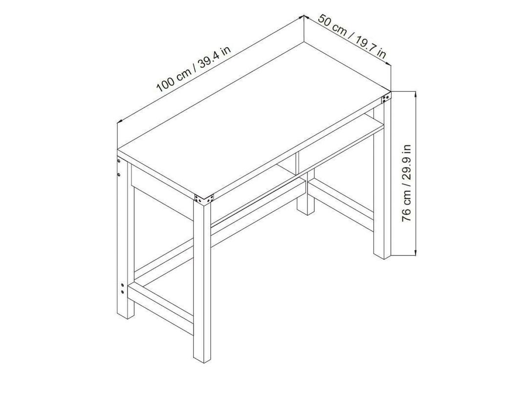 Desk with Shelf - 39.4" x 19.7" x 29.9" - photo 3