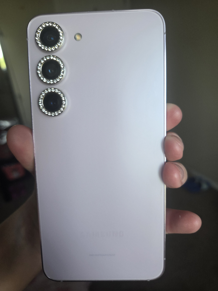 Samsung Lavender Phone With Jeweled Camera Covers
