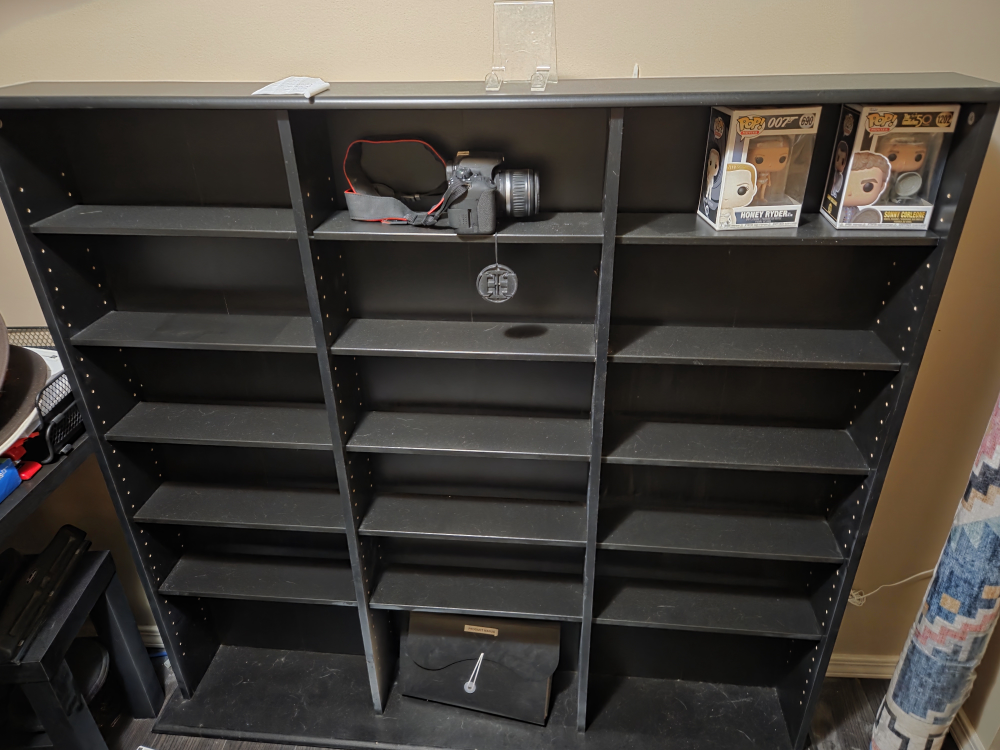 Black DVD shelf with Angled Sides