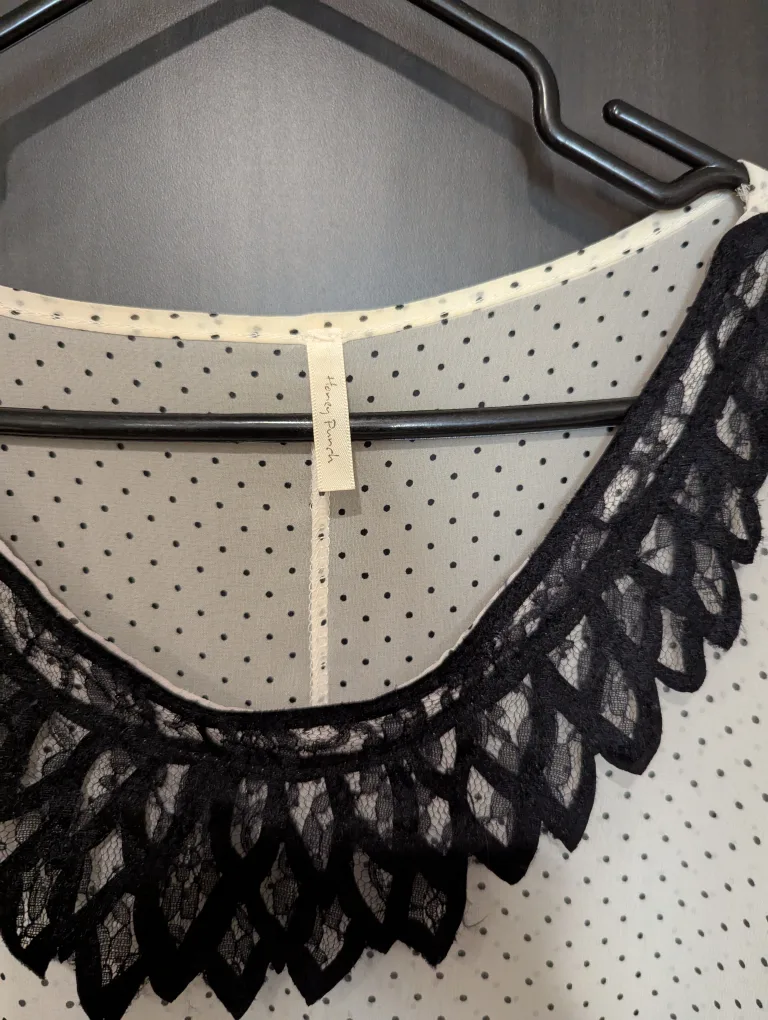 White dotted swimsuit cover-up with lace image indicator(3)