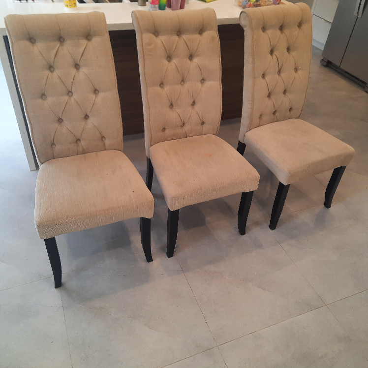 Set of 3 Button-Tufted Dining Chairs