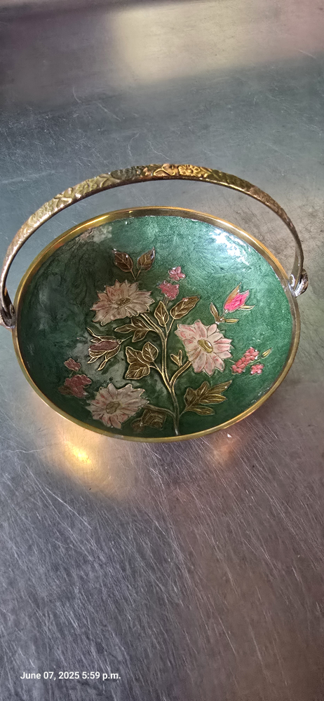 Vintage Floral Candle Holder with brass bowl - photo 4