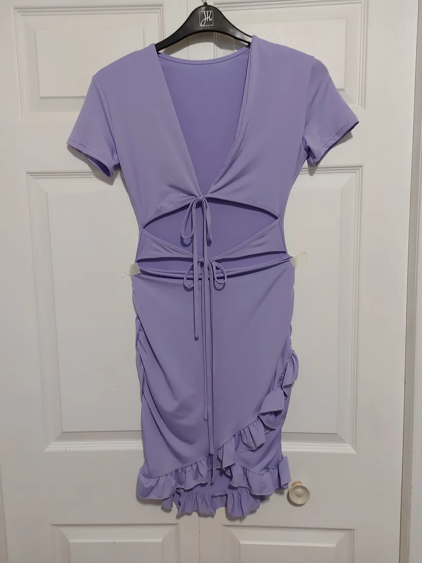 Purple Mini Dress with Ruffle Detail thumbnail