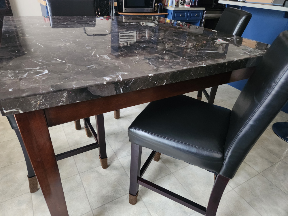 Bar Height Marble Table and 8 Chairs