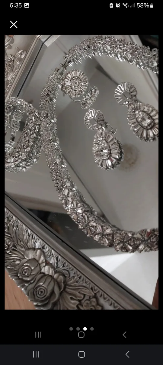 BRAND NEW Luxury 4pcs Rhinestone Jewellery Set - Necklace set image indicator(3)