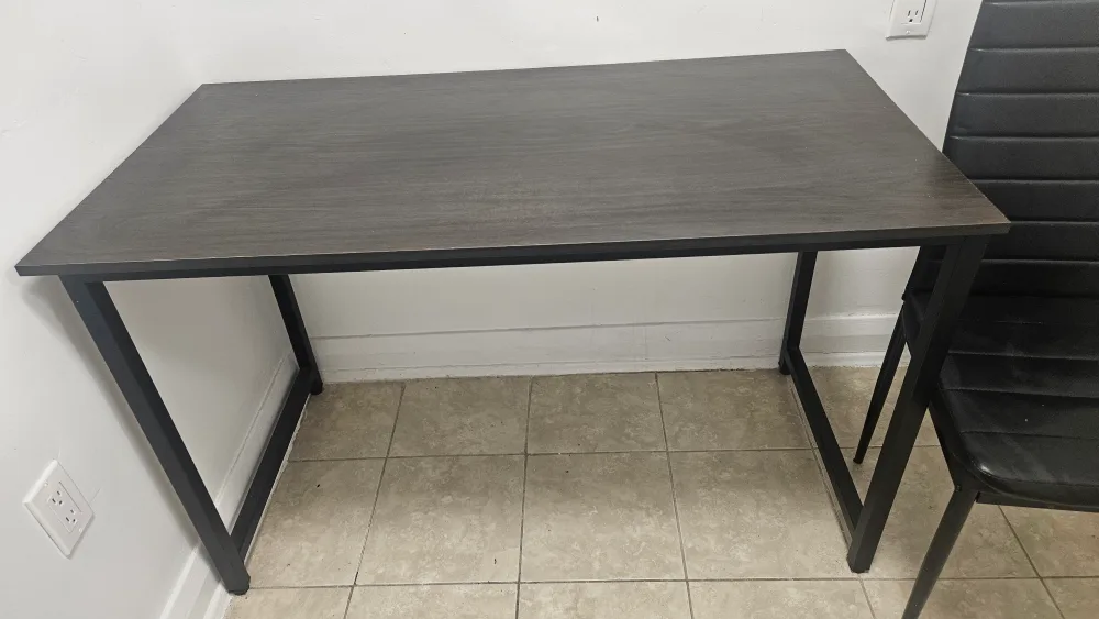 Dark Brown Desk & Black Chair Set thumbnail